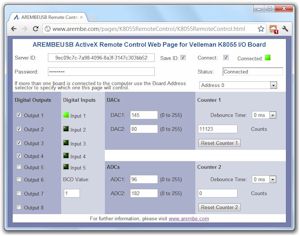 AREMBEUSB Remote Control Web Page